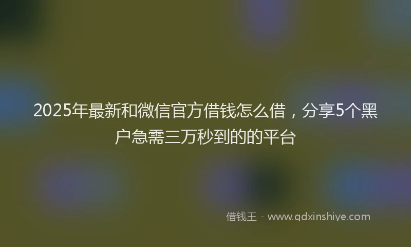 2025年最新和微信官方借钱怎么借，分享5个黑户急需三万秒到的的平台