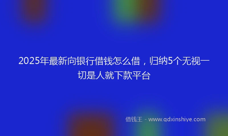 2025年最新向银行借钱怎么借，归纳5个无视一切是人就下款平台
