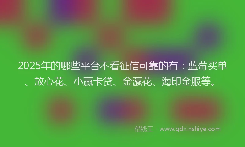 2025年的哪些平台不看征信可靠的有：蓝莓买单、放心花、小赢卡贷、金瀛花、海印金服等。