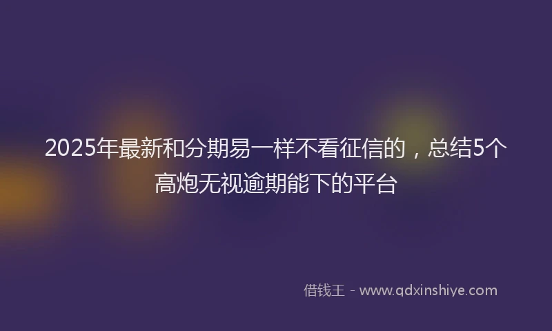 2025年最新和分期易一样不看征信的，总结5个高炮无视逾期能下的平台
