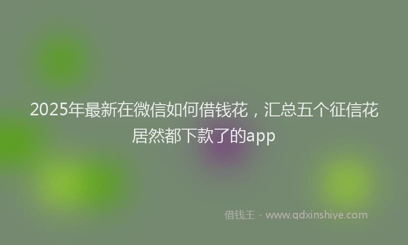 2025年最新在微信如何借钱花，汇总五个征信花居然都下款了的app
