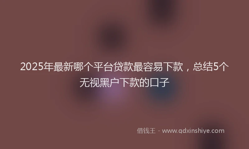 2025年最新哪个平台贷款最容易下款，总结5个无视黑户下款的口子