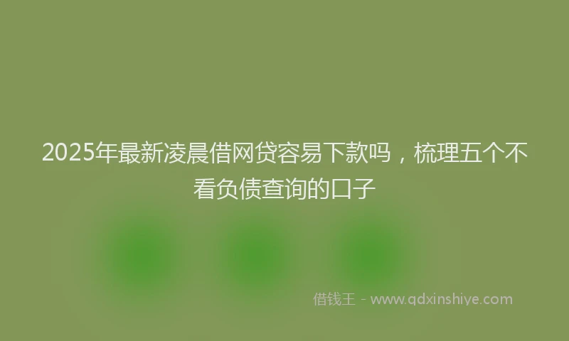 2025年最新凌晨借网贷容易下款吗，梳理五个不看负债查询的口子