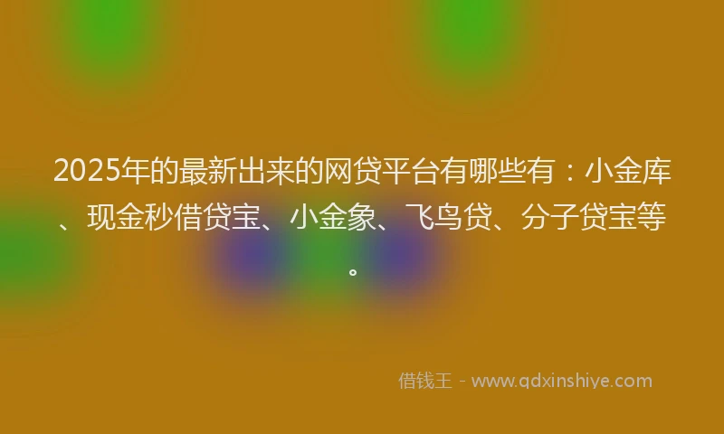 2025年的最新出来的网贷平台有哪些有：小金库、现金秒借贷宝、小金象、飞鸟贷、分子贷宝等。
