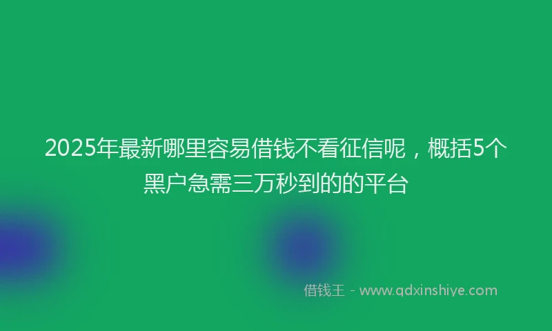 2025年最新哪里容易借钱不看征信呢，概括5个黑户急需三万秒到的的平台