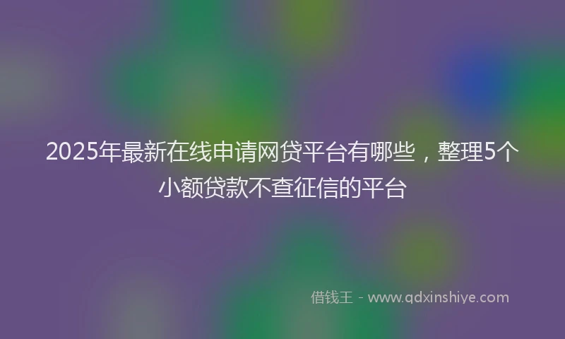 2025年最新在线申请网贷平台有哪些，整理5个小额贷款不查征信的平台