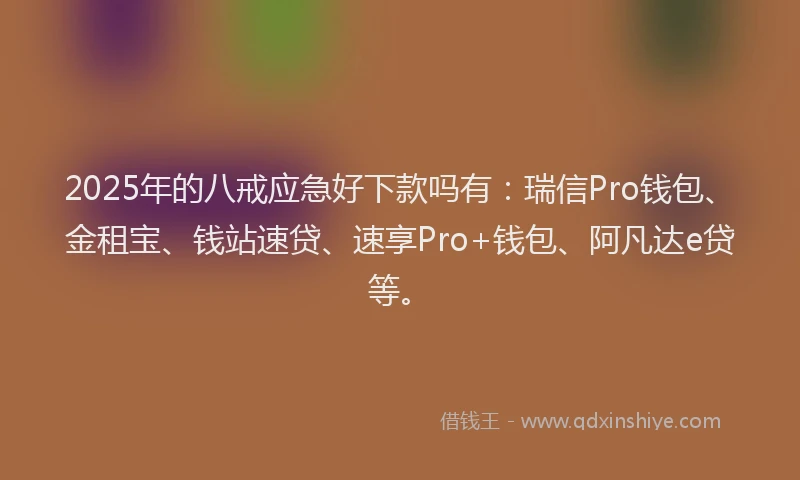 2025年的八戒应急好下款吗有：瑞信Pro钱包、金租宝、钱站速贷、速享Pro+钱包、阿凡达e贷等。