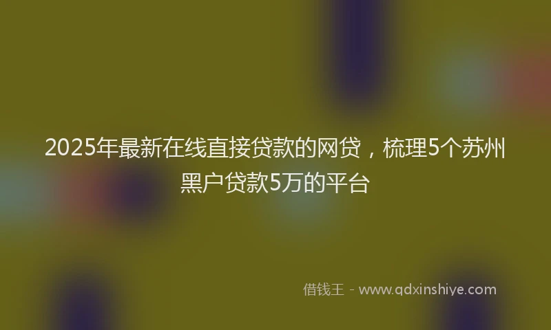 2025年最新在线直接贷款的网贷，梳理5个苏州黑户贷款5万的平台