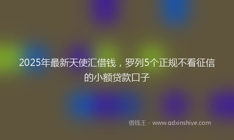 2025年最新天使汇借钱，罗列5个正规不看征信的小额贷款口子