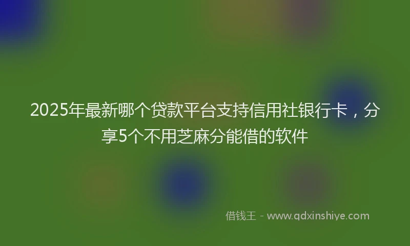 2025年最新哪个贷款平台支持信用社银行卡，分享5个不用芝麻分能借的软件
