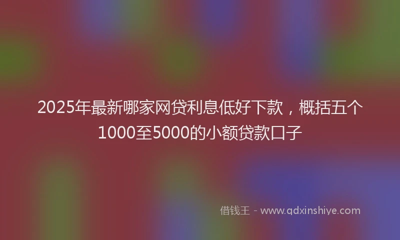 2025年最新哪家网贷利息低好下款，概括五个1000至5000的小额贷款口子