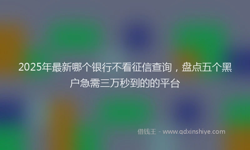 2025年最新哪个银行不看征信查询，盘点五个黑户急需三万秒到的的平台