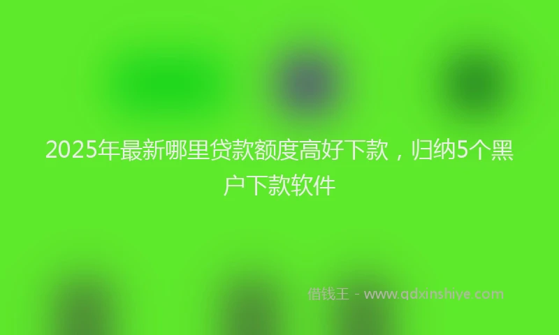 2025年最新哪里贷款额度高好下款，归纳5个黑户下款软件