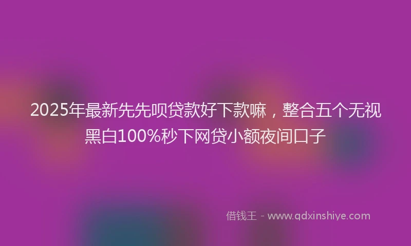 2025年最新先先呗贷款好下款嘛，整合五个无视黑白100%秒下网贷小额夜间口子