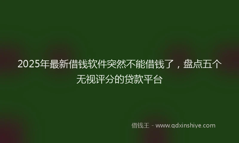 2025年最新借钱软件突然不能借钱了，盘点五个无视评分的贷款平台