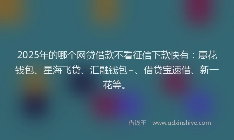 2025年的哪个网贷借款不看征信下款快有：惠花钱包、星海飞贷、汇融钱包+、借贷宝速借、新一花等。