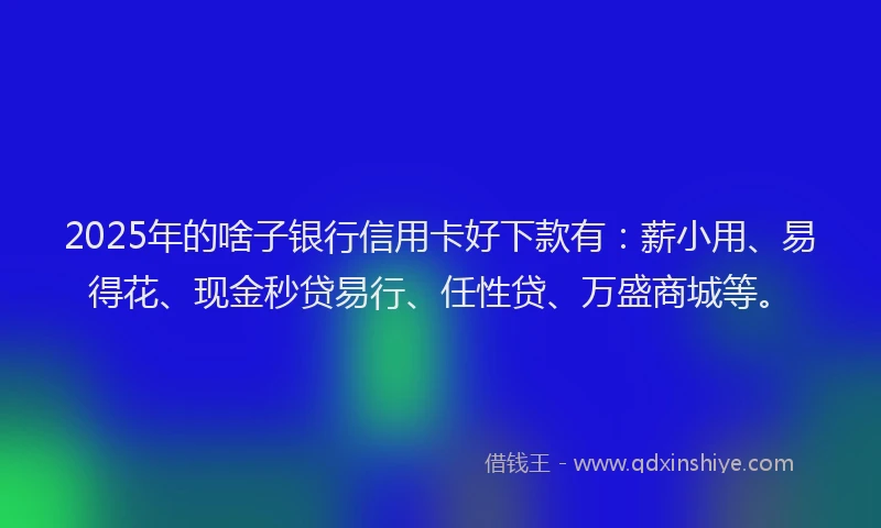 2025年的啥子银行信用卡好下款有：薪小用、易得花、现金秒贷易行、任性贷、万盛商城等。