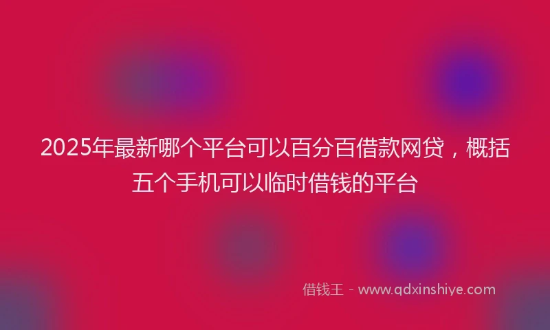 2025年最新哪个平台可以百分百借款网贷，概括五个手机可以临时借钱的平台
