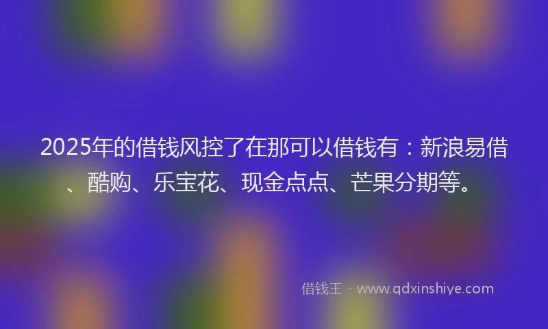 2025年的借钱风控了在那可以借钱有：新浪易借、酷购、乐宝花、现金点点、芒果分期等。