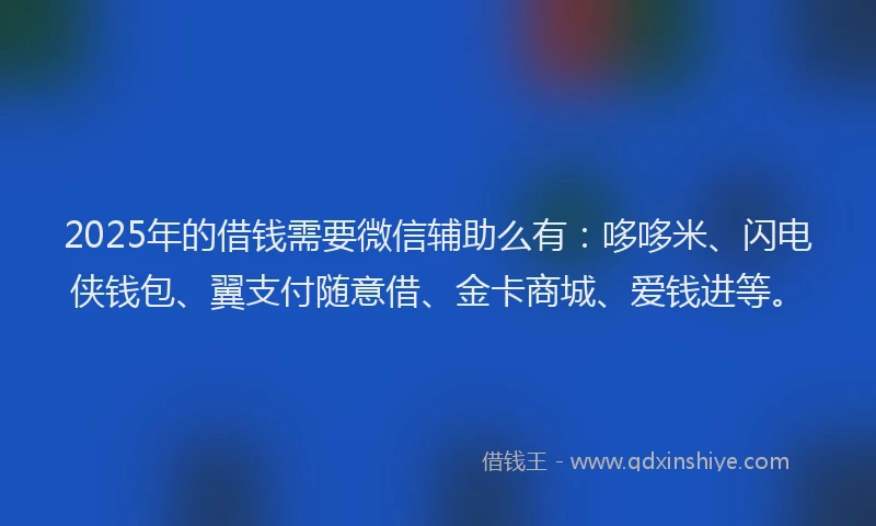 2025年的借钱需要微信辅助么有：哆哆米、闪电侠钱包、翼支付随意借、金卡商城、爱钱进等。