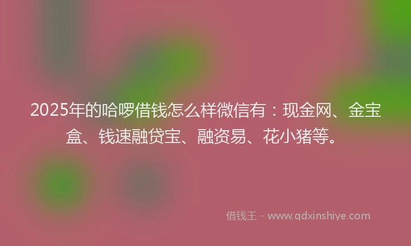 2025年的哈啰借钱怎么样微信有：现金网、金宝盒、钱速融贷宝、融资易、花小猪等。