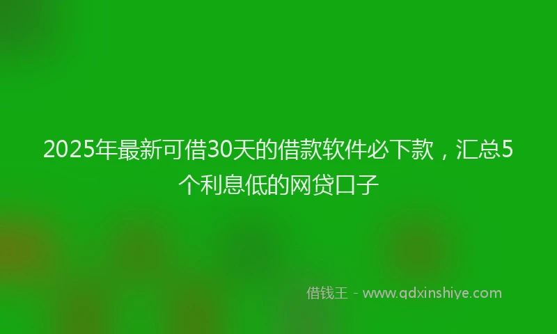 2025年最新可借30天的借款软件必下款，汇总5个利息低的网贷口子