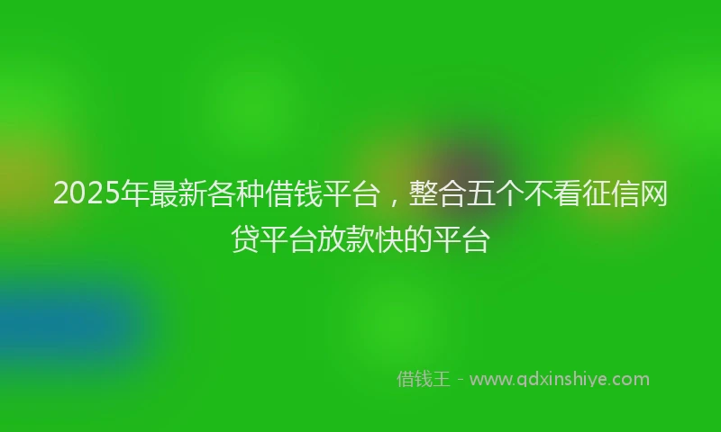 2025年最新各种借钱平台，整合五个不看征信网贷平台放款快的平台