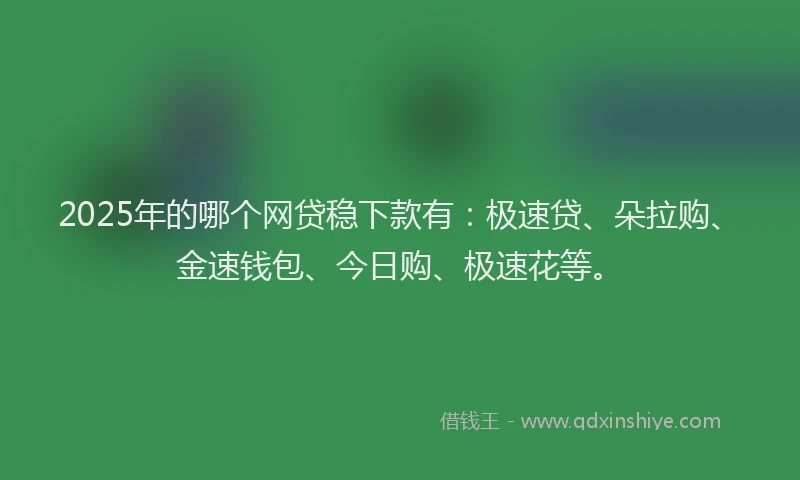 2025年的哪个网贷稳下款有：极速贷、朵拉购、金速钱包、今日购、极速花等。