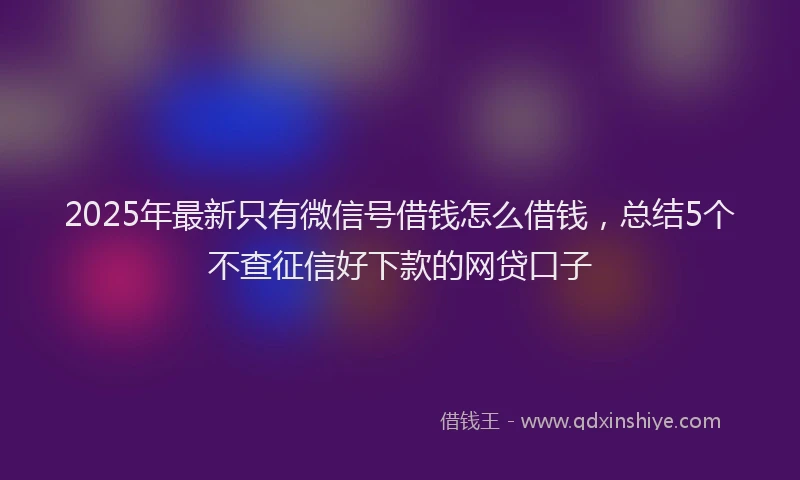 2025年最新只有微信号借钱怎么借钱，总结5个不查征信好下款的网贷口子