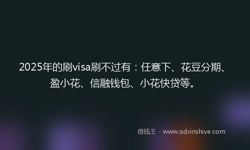 2025年的刷visa刷不过有：任意下、花豆分期、盈小花、信融钱包、小花快贷等。
