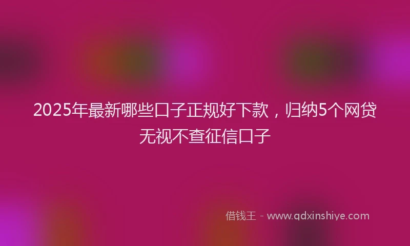 2025年最新哪些口子正规好下款，归纳5个网贷无视不查征信口子