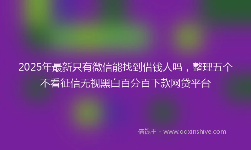 2025年最新只有微信能找到借钱人吗，整理五个不看征信无视黑白百分百下款网贷平台
