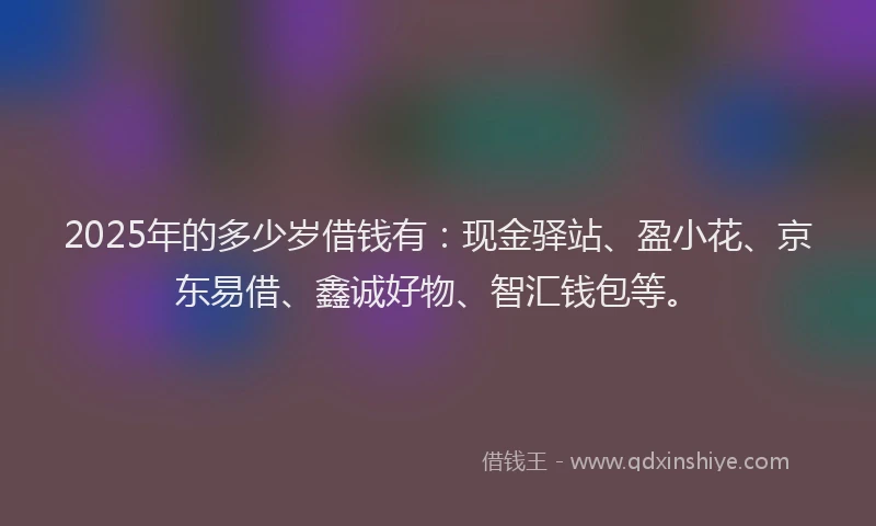 2025年的多少岁借钱有：现金驿站、盈小花、京东易借、鑫诚好物、智汇钱包等。