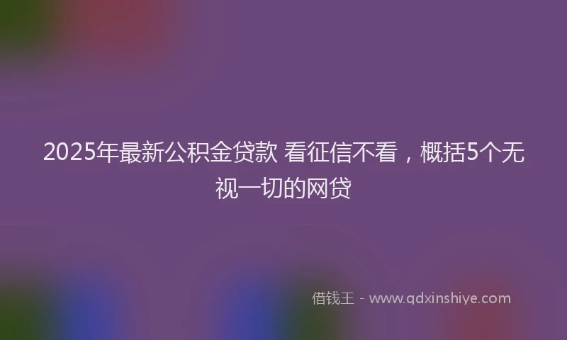 2025年最新公积金贷款 看征信不看，概括5个无视一切的网贷