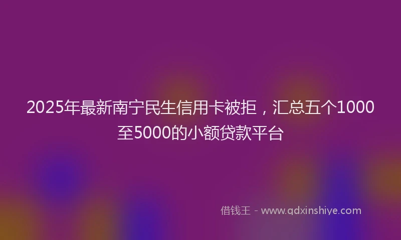2025年最新南宁民生信用卡被拒，汇总五个1000至5000的小额贷款平台