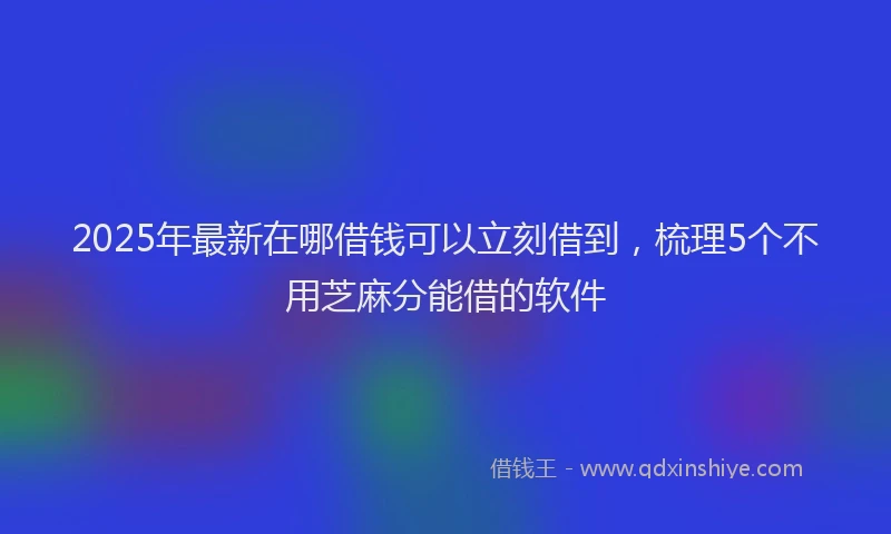 2025年最新在哪借钱可以立刻借到，梳理5个不用芝麻分能借的软件