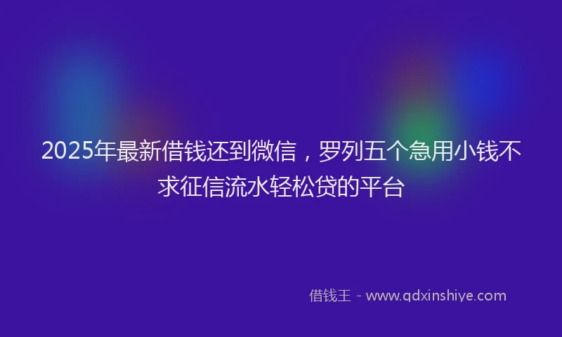 2025年最新借钱还到微信，罗列五个急用小钱不求征信流水轻松贷的平台