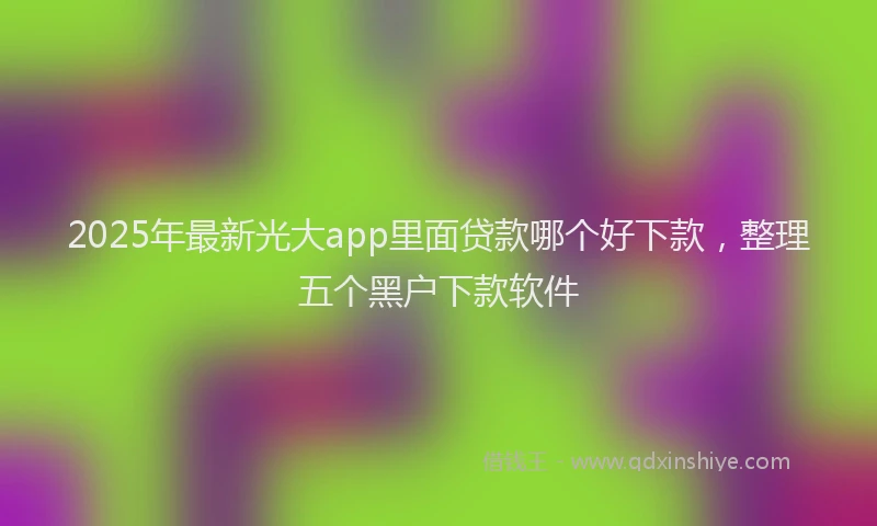 2025年最新光大app里面贷款哪个好下款，整理五个黑户下款软件