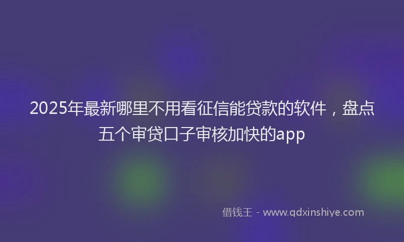 2025年最新哪里不用看征信能贷款的软件，盘点五个审贷口子审核加快的app