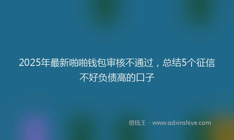 2025年最新啪啪钱包审核不通过，总结5个征信不好负债高的口子