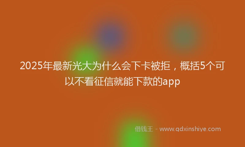 2025年最新光大为什么会下卡被拒，概括5个可以不看征信就能下款的app
