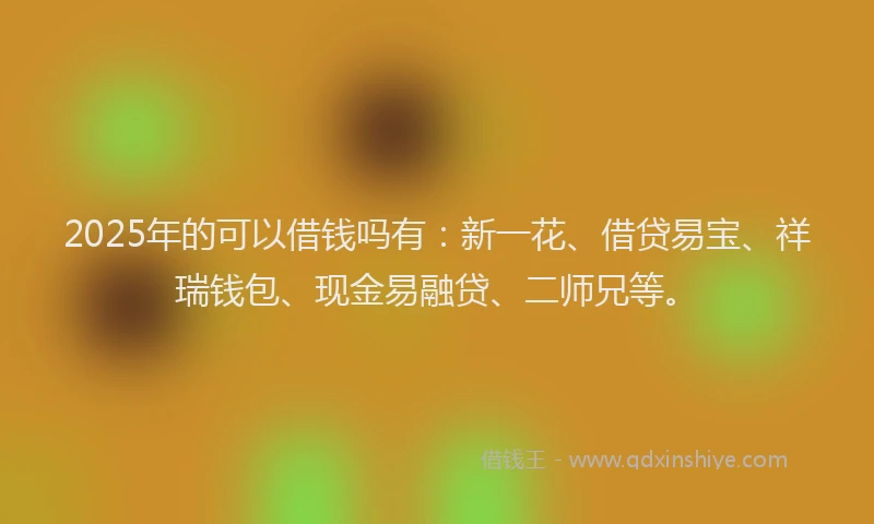 2025年的可以借钱吗有：新一花、借贷易宝、祥瑞钱包、现金易融贷、二师兄等。