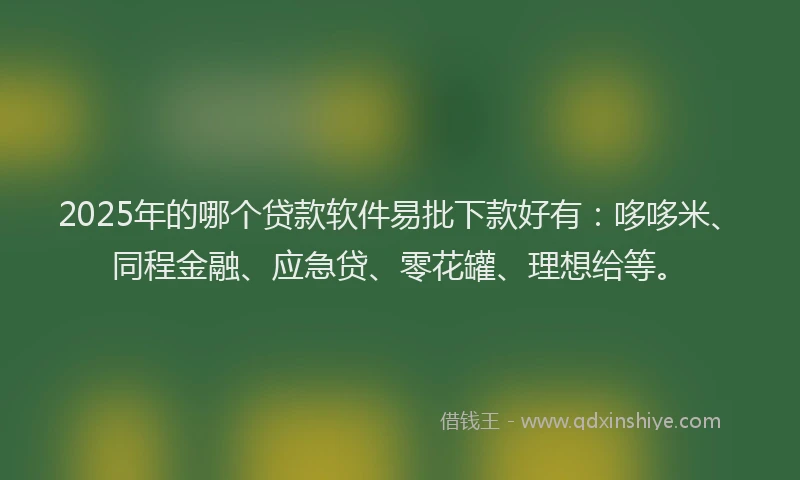 2025年的哪个贷款软件易批下款好有：哆哆米、同程金融、应急贷、零花罐、理想给等。