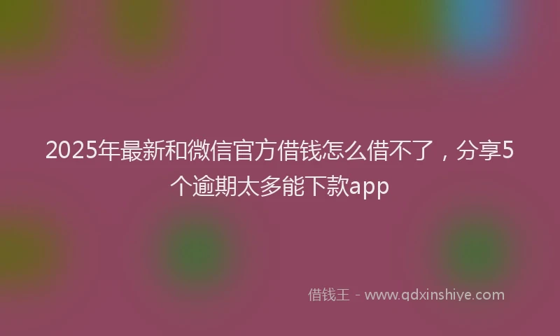 2025年最新和微信官方借钱怎么借不了，分享5个逾期太多能下款app