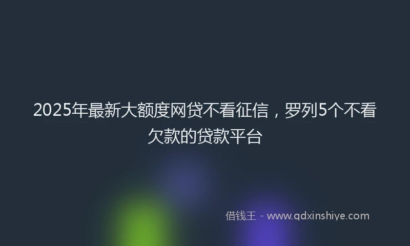 2025年最新大额度网贷不看征信，罗列5个不看欠款的贷款平台