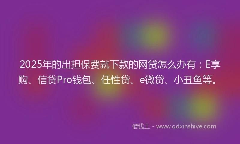 2025年的出担保费就下款的网贷怎么办有：E享购、信贷Pro钱包、任性贷、e微贷、小丑鱼等。