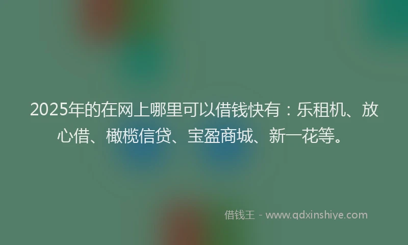 2025年的在网上哪里可以借钱快有：乐租机、放心借、橄榄信贷、宝盈商城、新一花等。