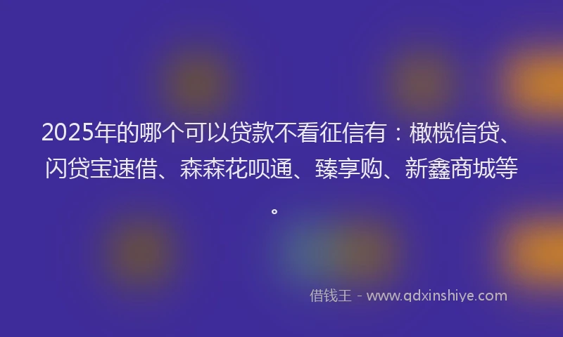 2025年的哪个可以贷款不看征信有：橄榄信贷、闪贷宝速借、森森花呗通、臻享购、新鑫商城等。