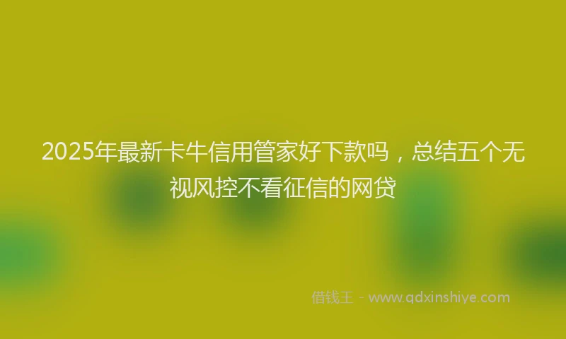 2025年最新卡牛信用管家好下款吗，总结五个无视风控不看征信的网贷