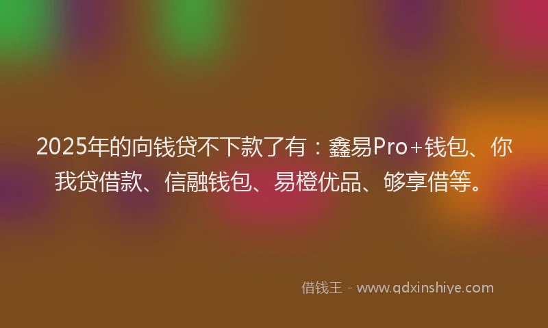 2025年的向钱贷不下款了有：鑫易Pro+钱包、你我贷借款、信融钱包、易橙优品、够享借等。